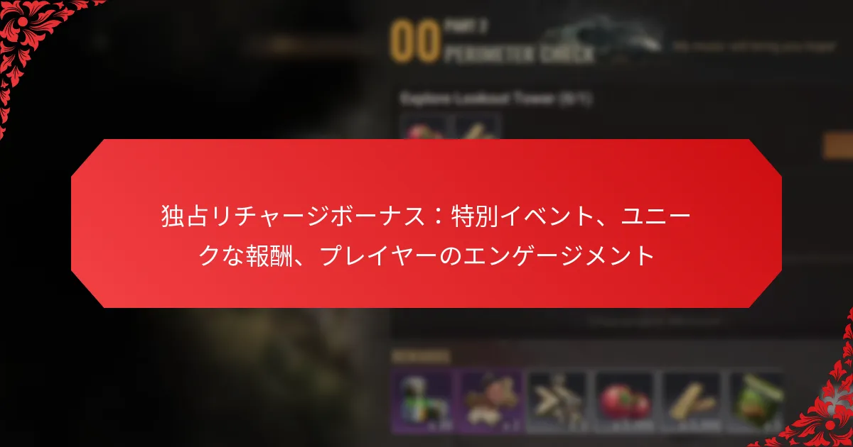 独占リチャージボーナス：特別イベント、ユニークな報酬、プレイヤーのエンゲージメント
