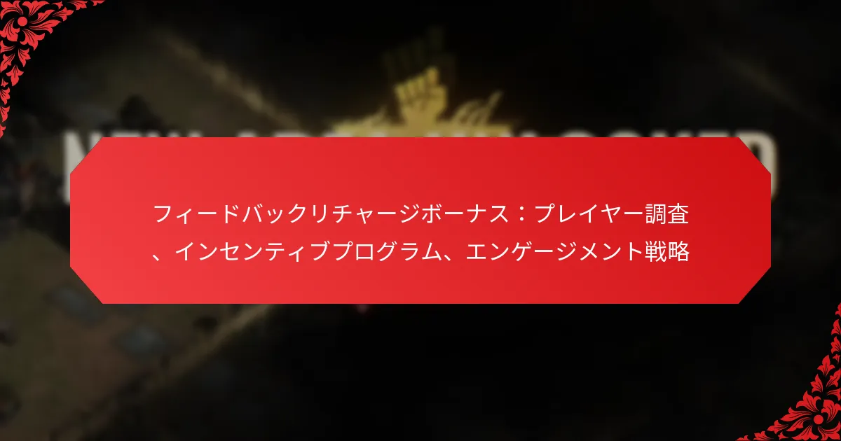 フィードバックリチャージボーナス：プレイヤー調査、インセンティブプログラム、エンゲージメント戦略